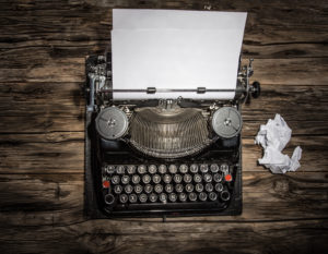 Old vintage typewriter, close-up.